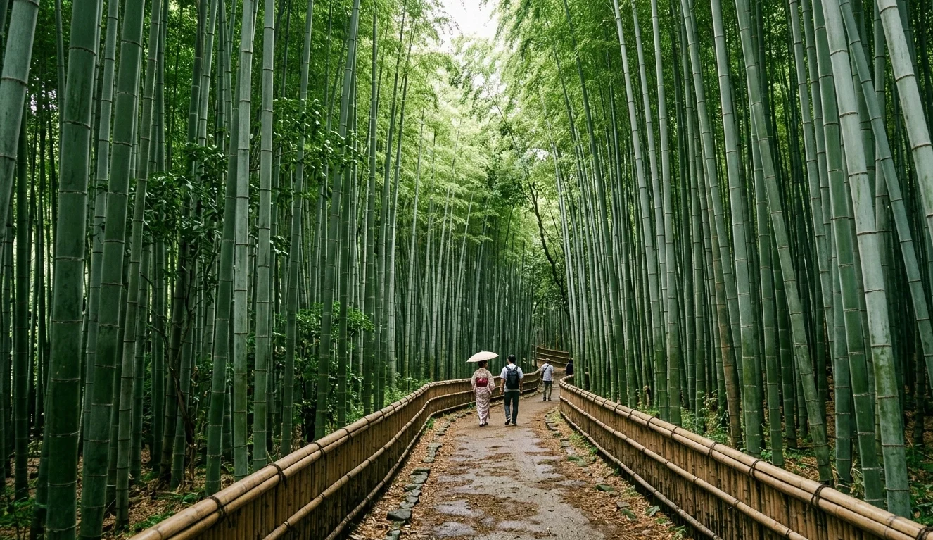 Floresta de bambus de Arashiyama em Kyoto Japão